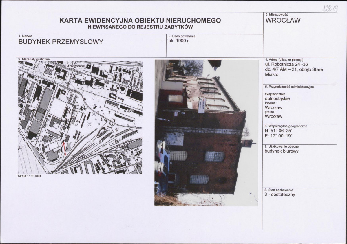 Karta obiektu niewpisanego do rejestru, skan nr 1