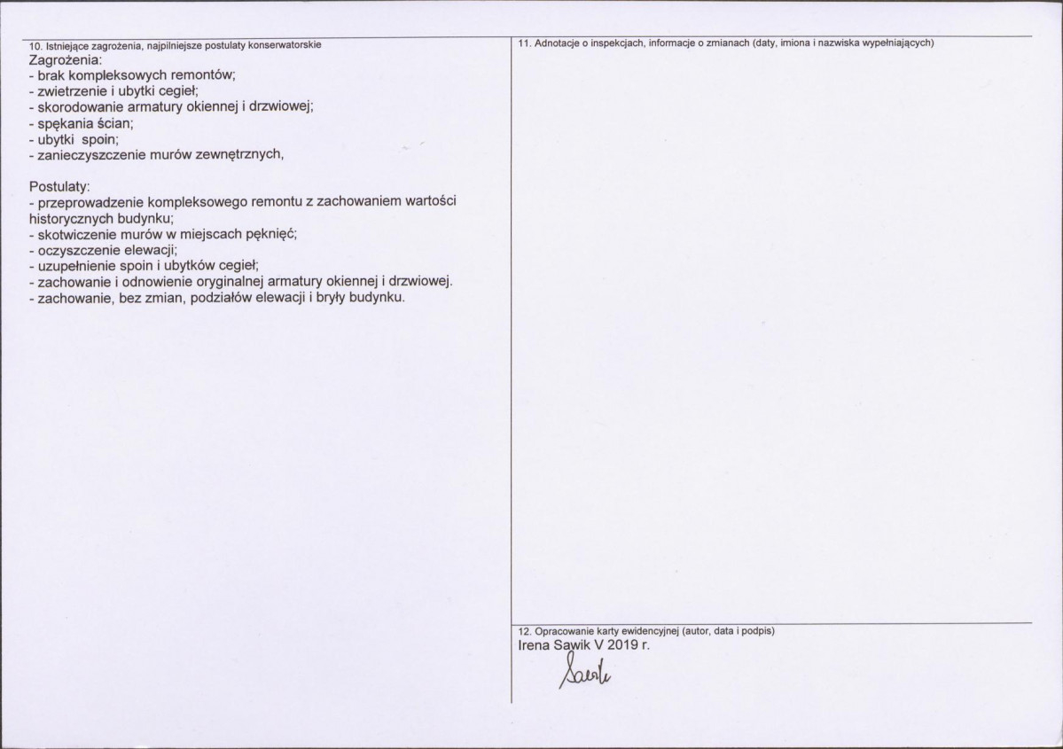 Karta obiektu niewpisanego do rejestru, skan nr 2