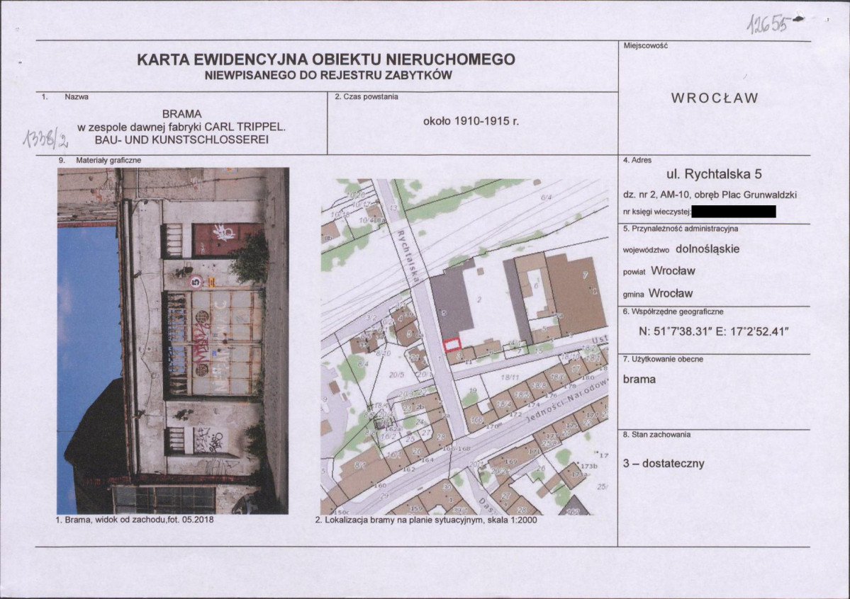 KEZN - Karta obiektu niewpisanego do rejestru, skan nr 1