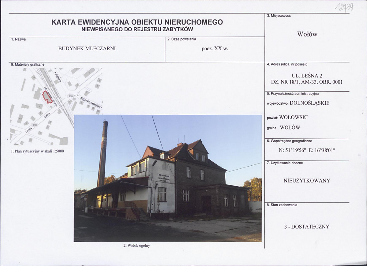 Karta obiektu niewpisanego do rejestru, skan nr 1