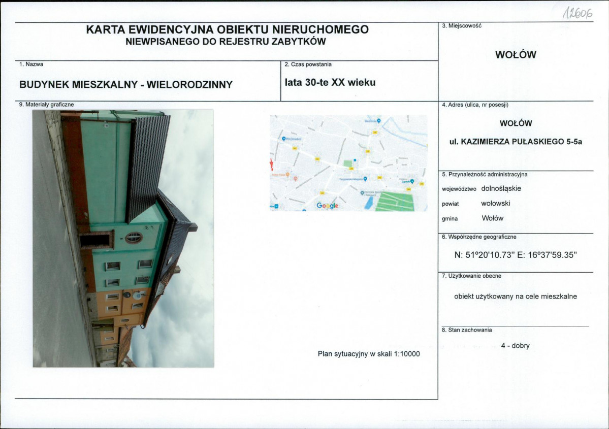 Karta obiektu niewpisanego do rejestru, skan nr 1