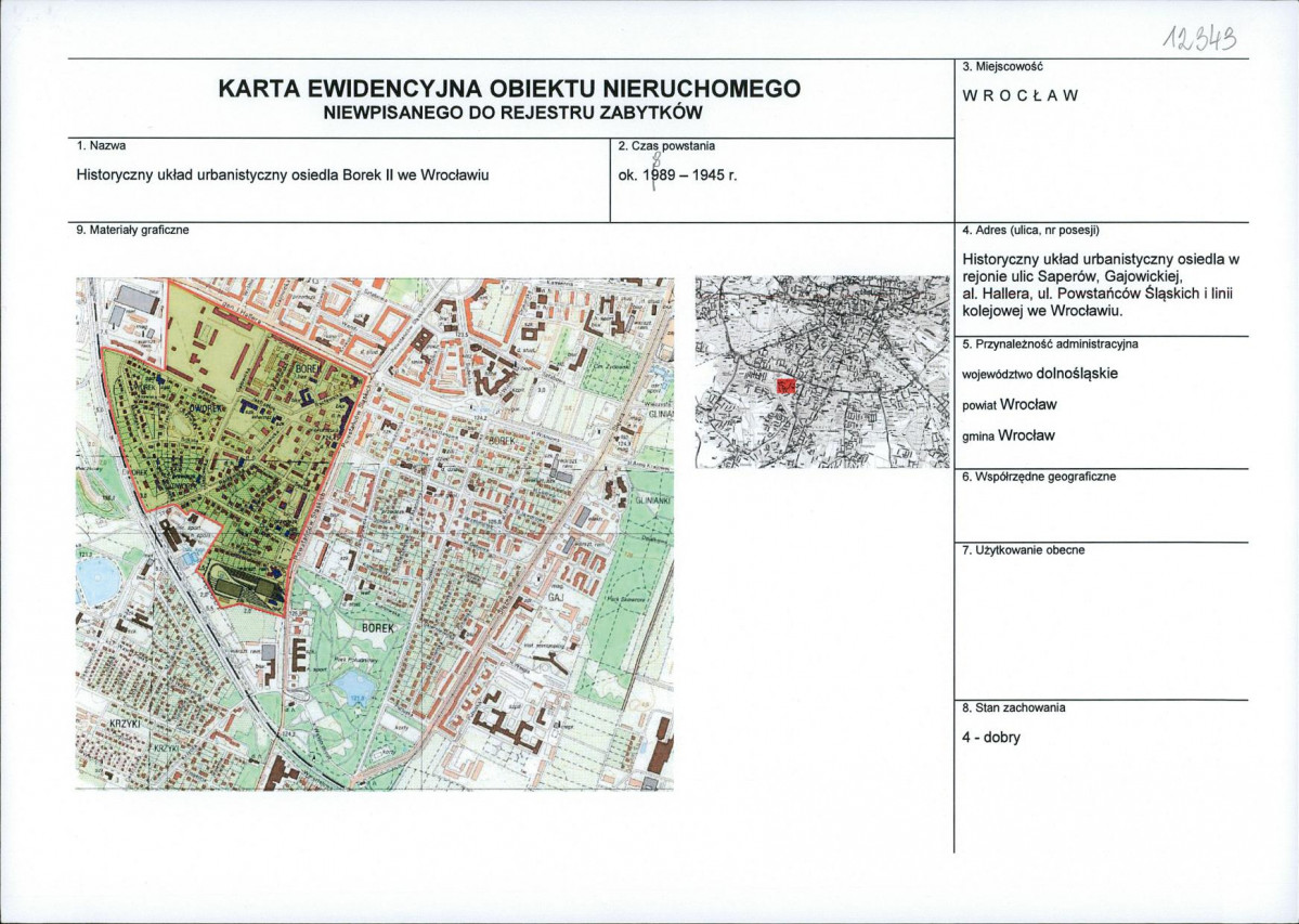 Karta obiektu niewpisanego do rejestru, skan nr 1