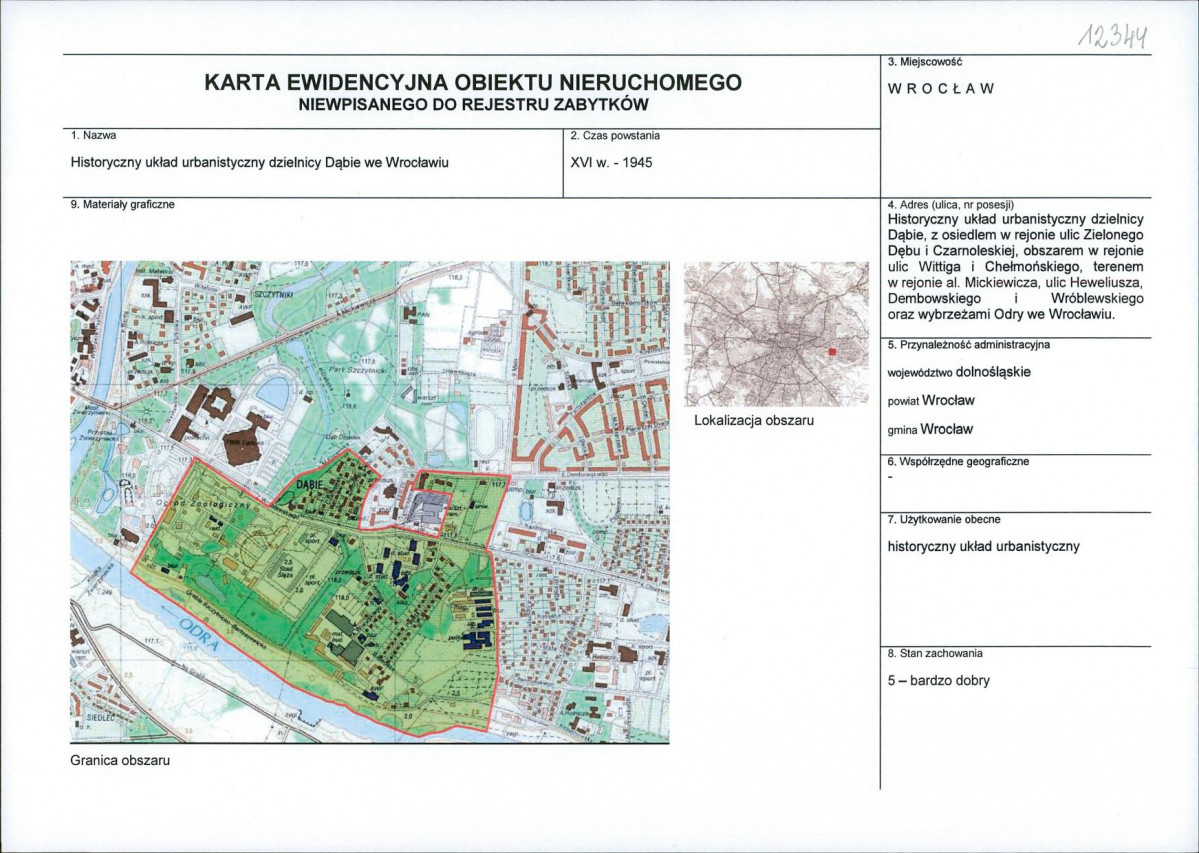 Karta obiektu niewpisanego do rejestru, skan nr 1