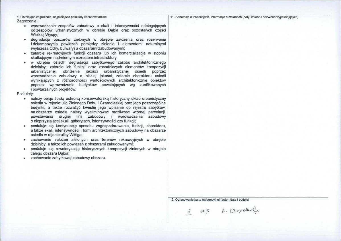 Karta obiektu niewpisanego do rejestru, skan nr 2