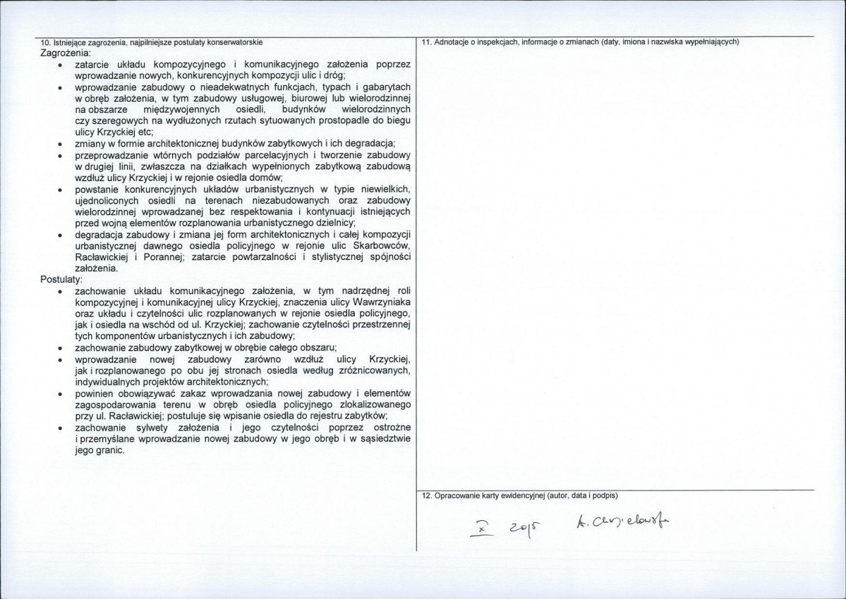 Karta obiektu niewpisanego do rejestru, skan nr 2