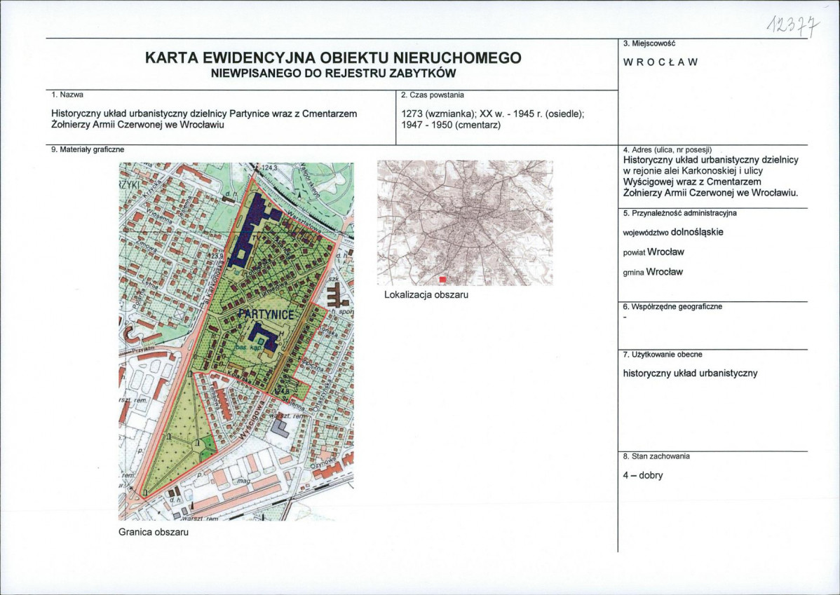 Karta obiektu niewpisanego do rejestru, skan nr 1