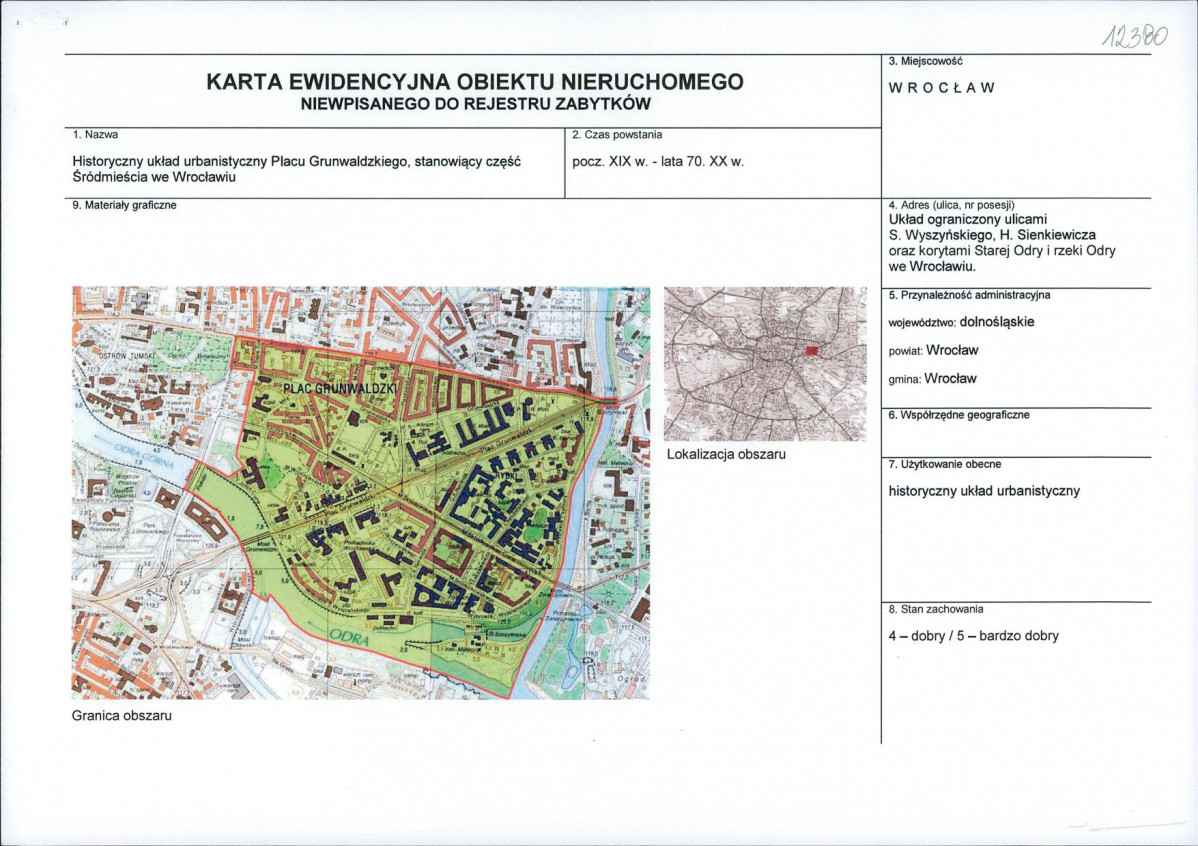 Karta obiektu niewpisanego do rejestru, skan nr 1