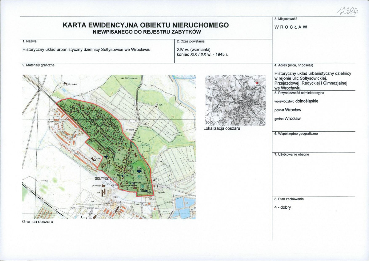Karta obiektu niewpisanego do rejestru, skan nr 1