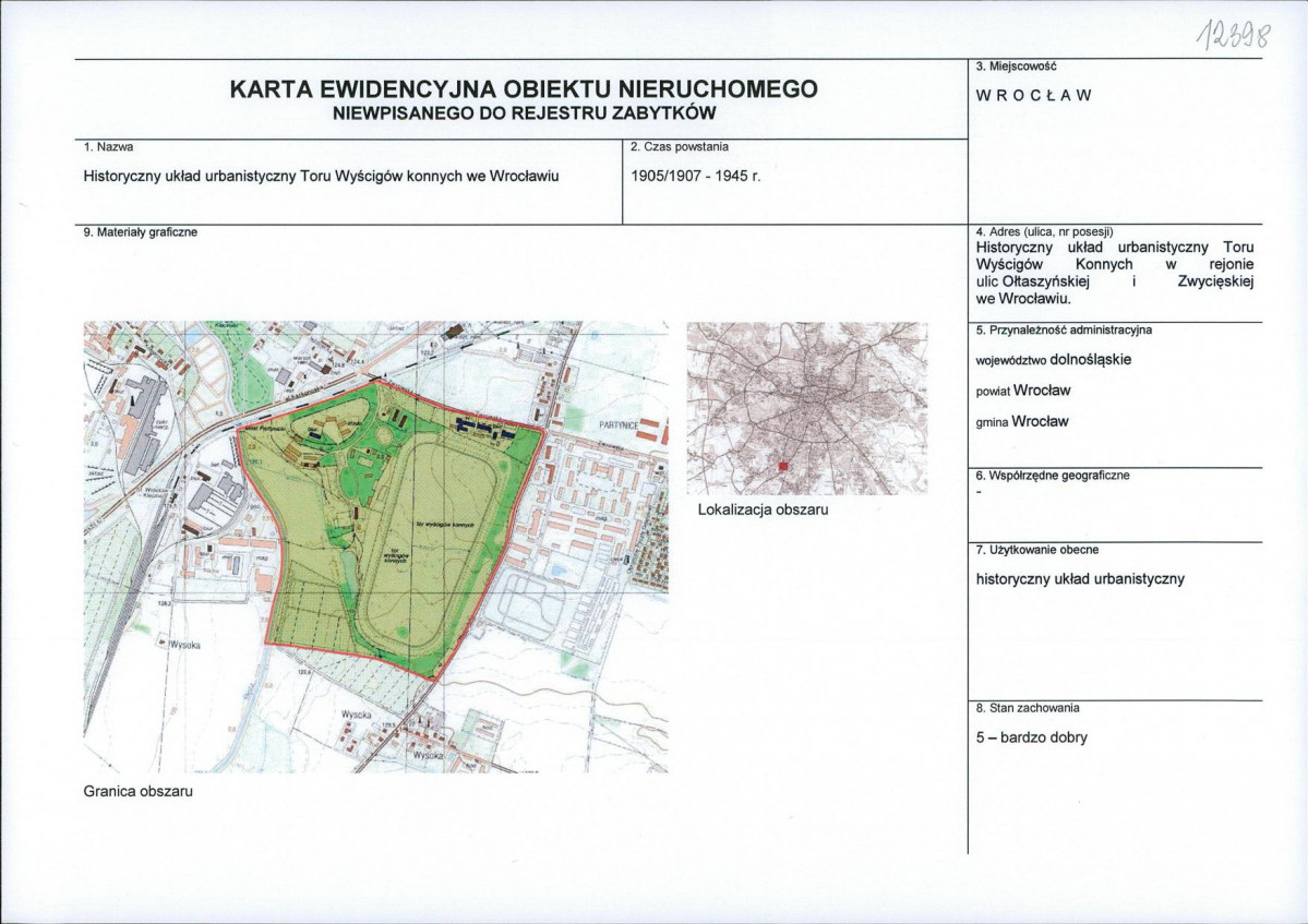Karta obiektu niewpisanego do rejestru, skan nr 1