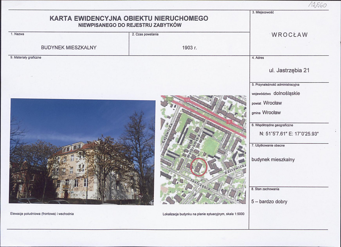 Karta obiektu niewpisanego do rejestru, skan nr 1