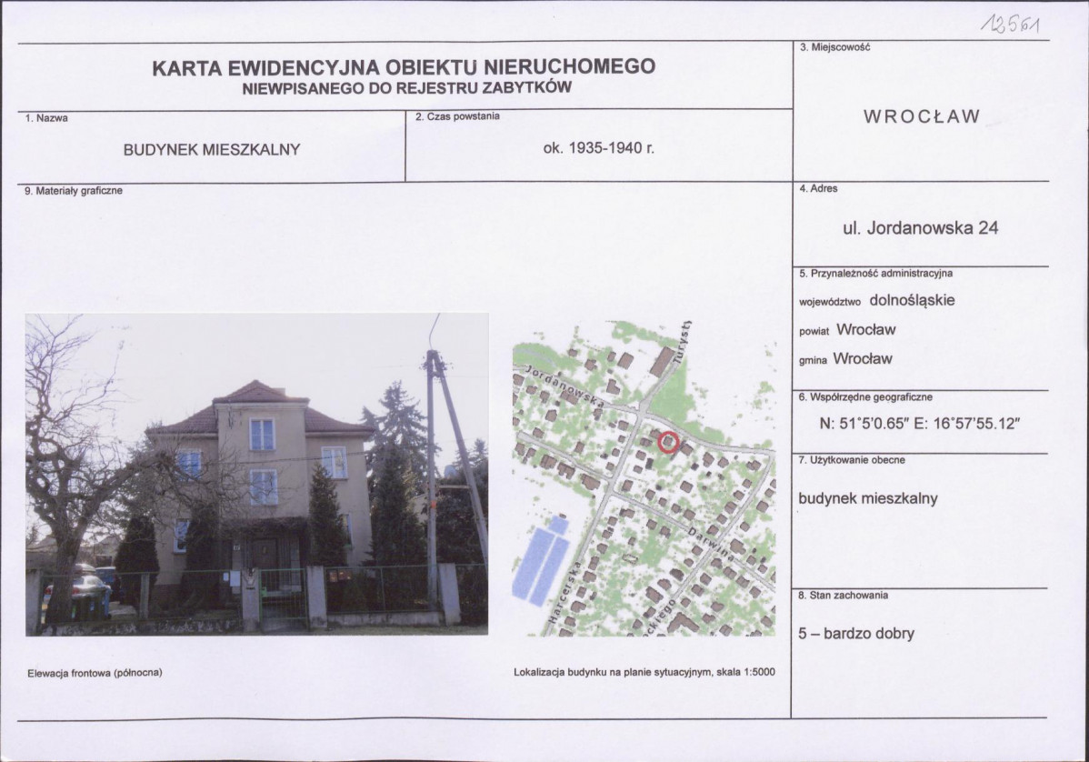 Karta obiektu niewpisanego do rejestru, skan nr 1