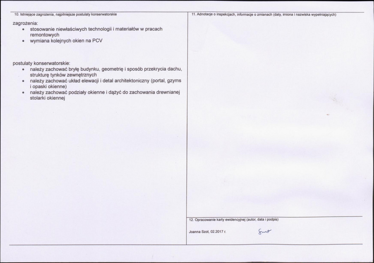 Karta obiektu niewpisanego do rejestru, skan nr 2