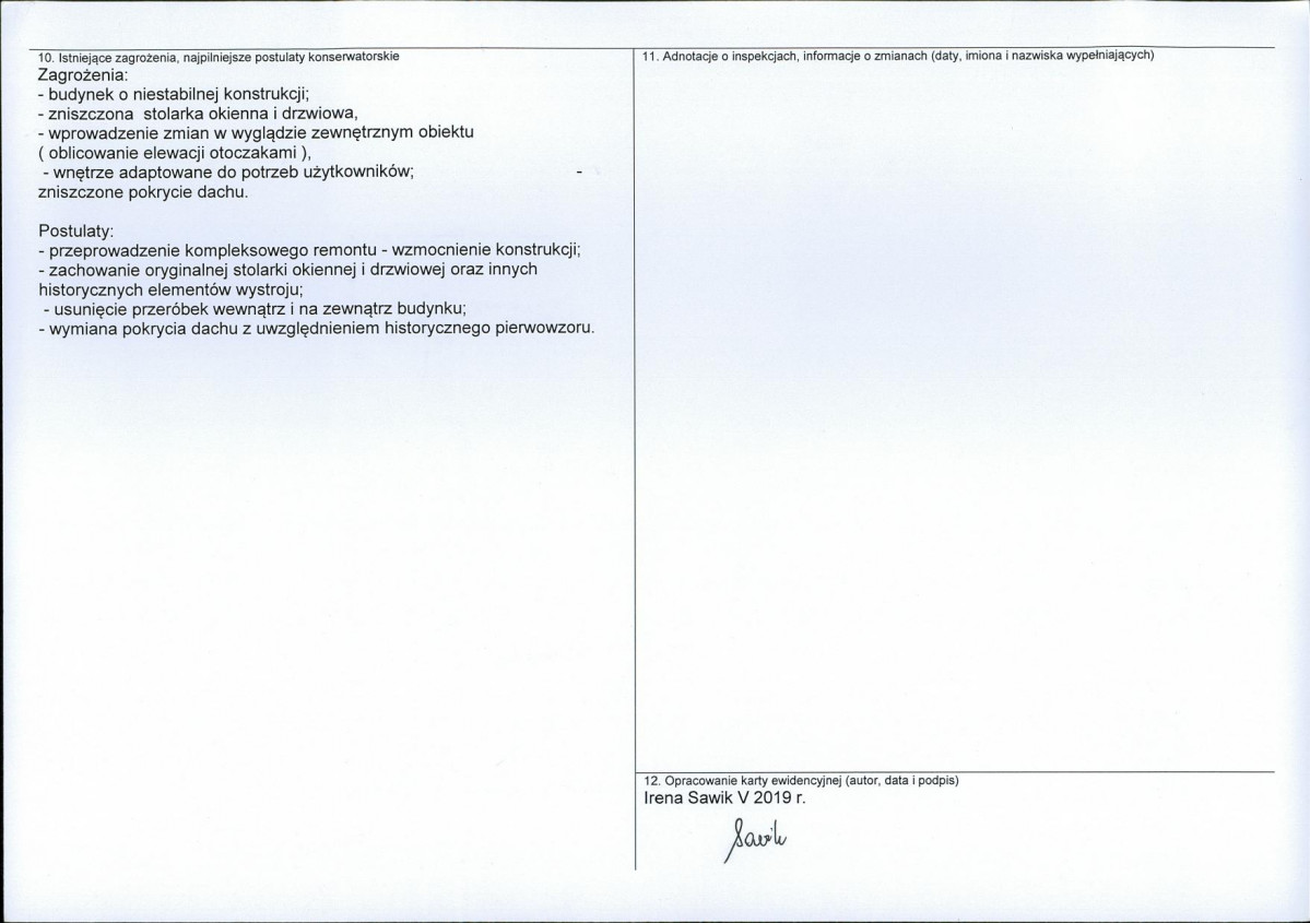 Karta obiektu niewpisanego do rejestru, skan nr 2
