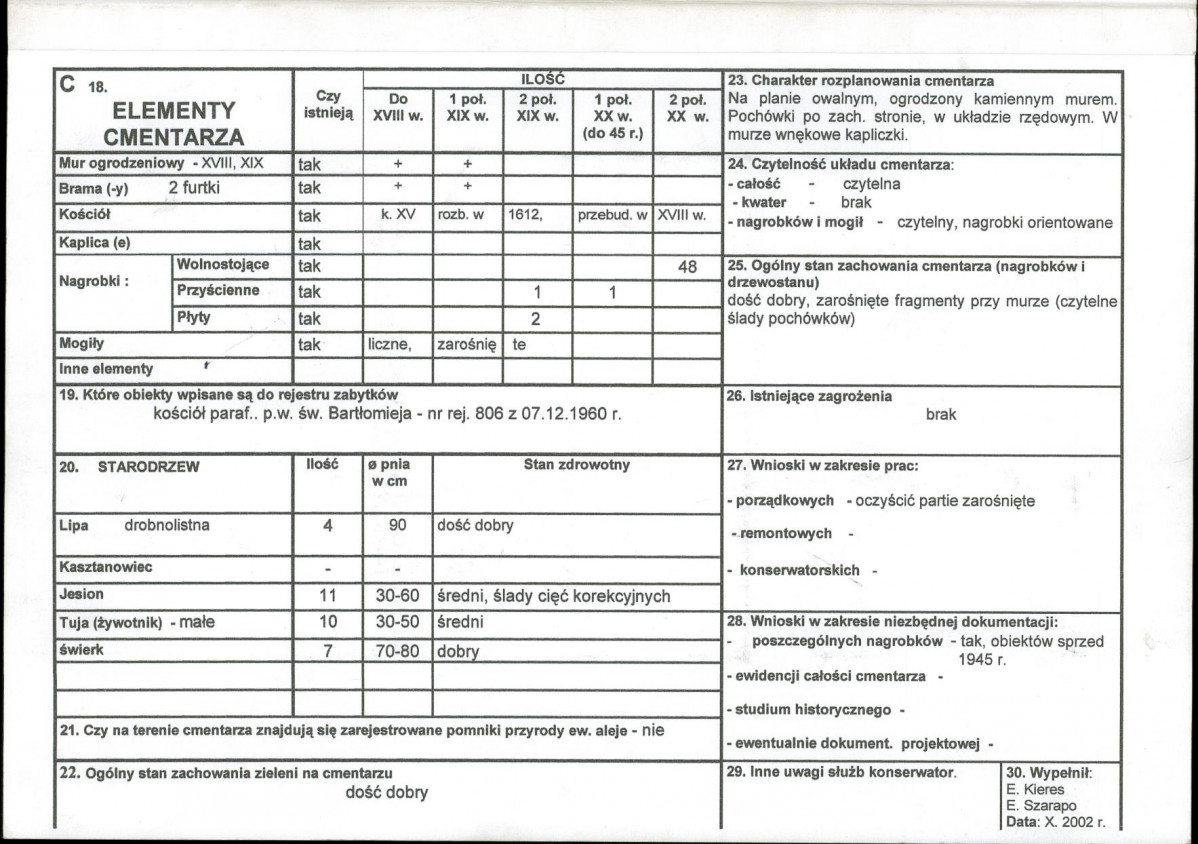 Karta cmentarza, skan nr 2