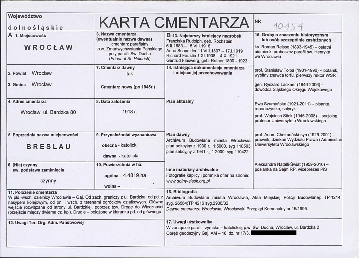 KC - Karta cmentarza, skan nr 1