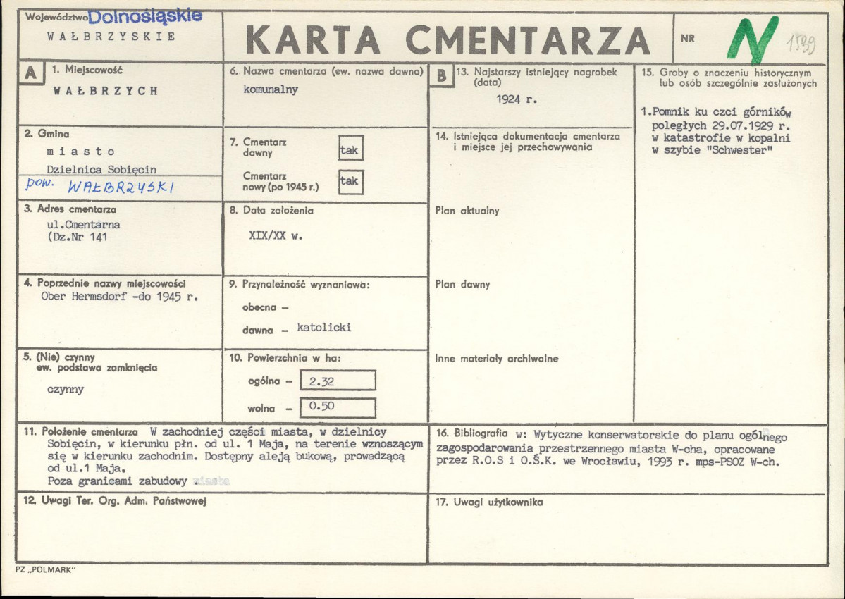 Karta cmentarza, skan nr 1