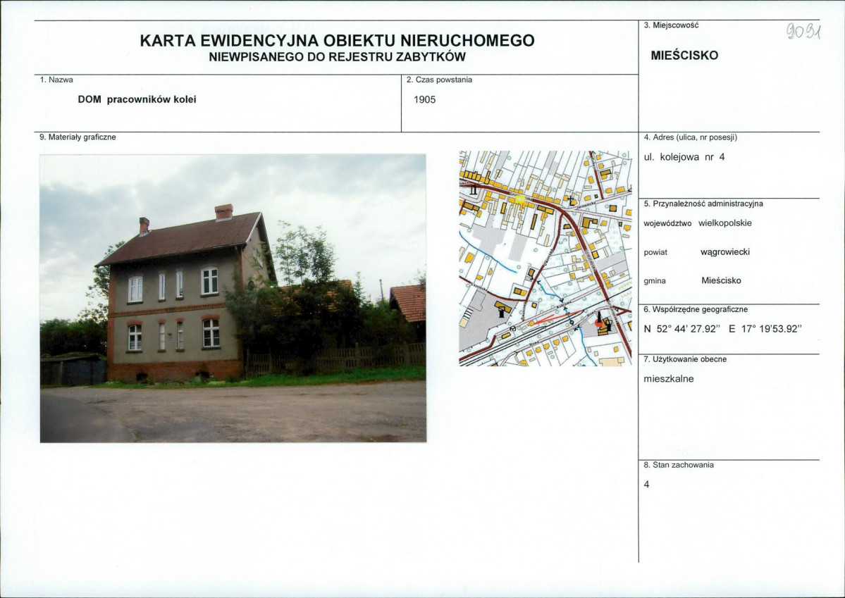 KEZN - Karta obiektu niewpisanego do rejestru, skan nr 1