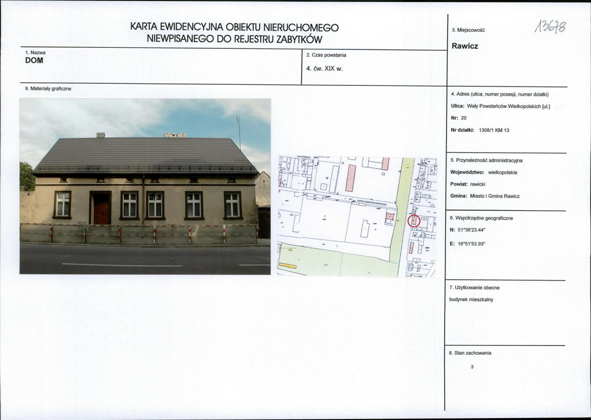 Karta obiektu niewpisanego do rejestru, skan nr 1