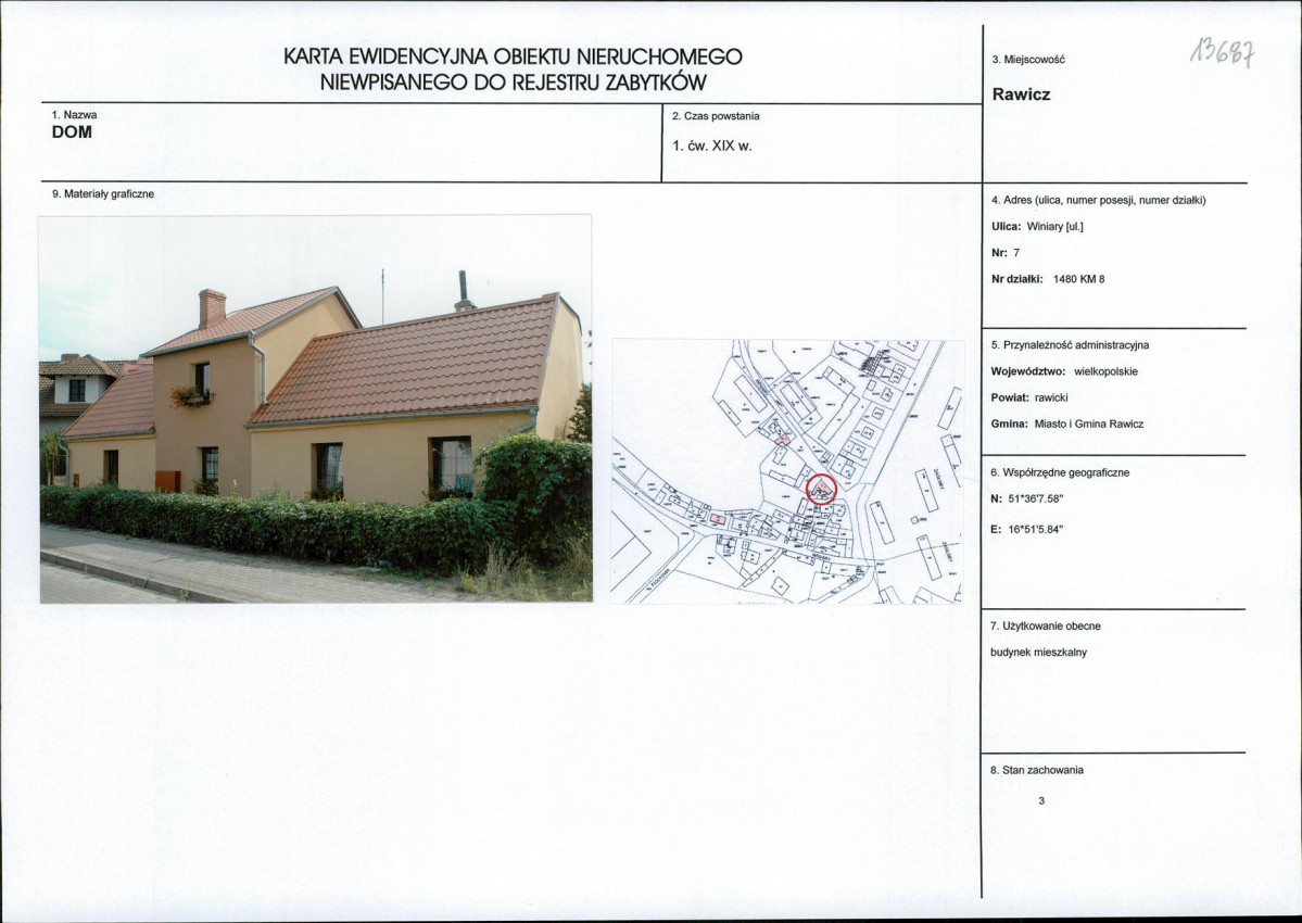 Karta obiektu niewpisanego do rejestru, skan nr 1