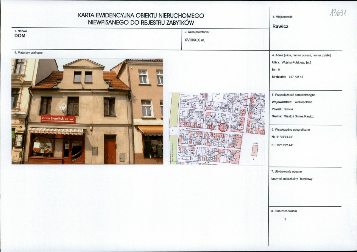 Karta obiektu niewpisanego do rejestru, skan nr 1