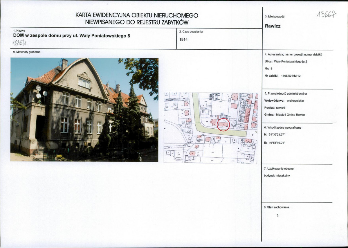 Karta obiektu niewpisanego do rejestru, skan nr 1