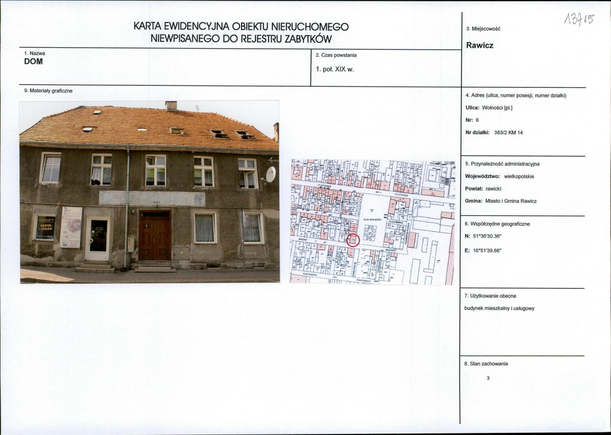 Karta obiektu niewpisanego do rejestru, skan nr 1
