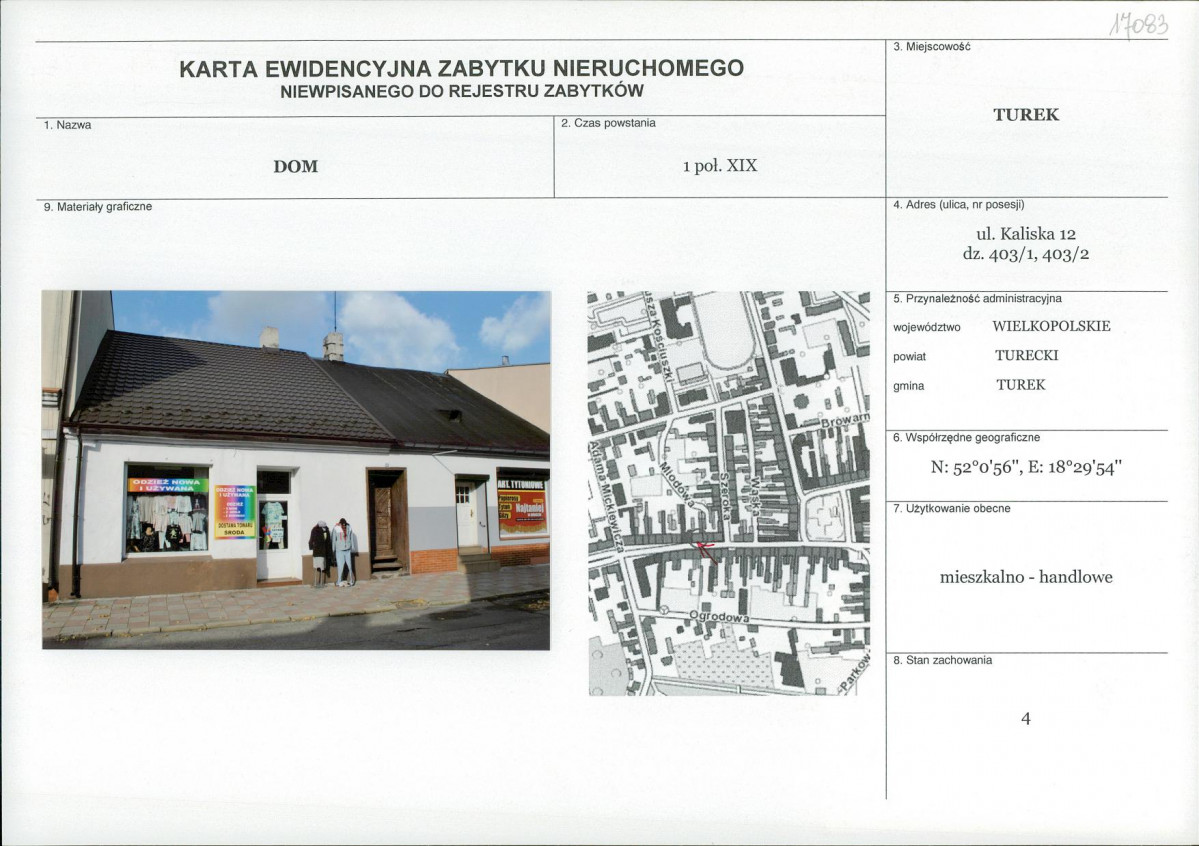 KEZN - Karta obiektu niewpisanego do rejestru, skan nr 1