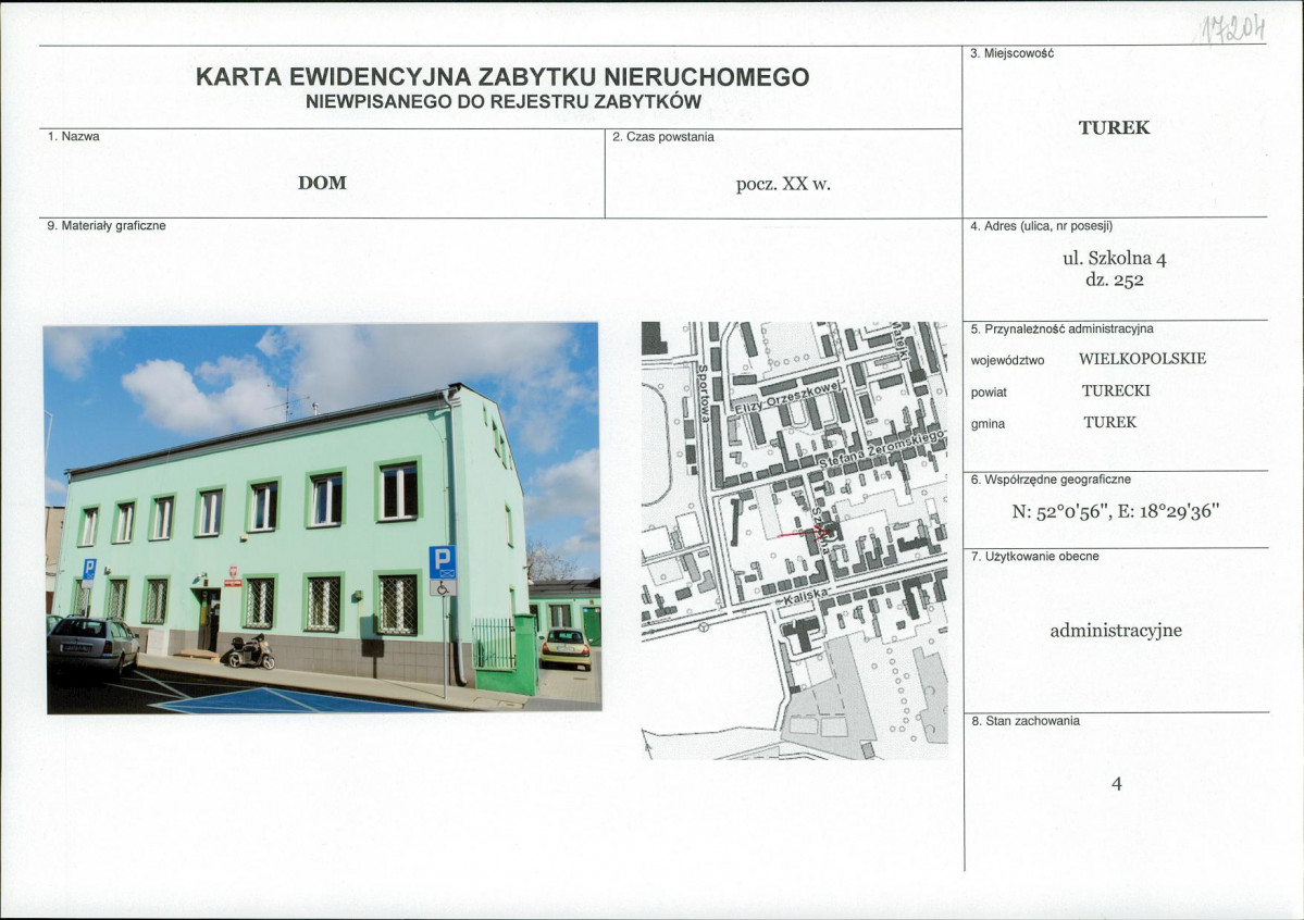 KEZN - Karta obiektu niewpisanego do rejestru, skan nr 1