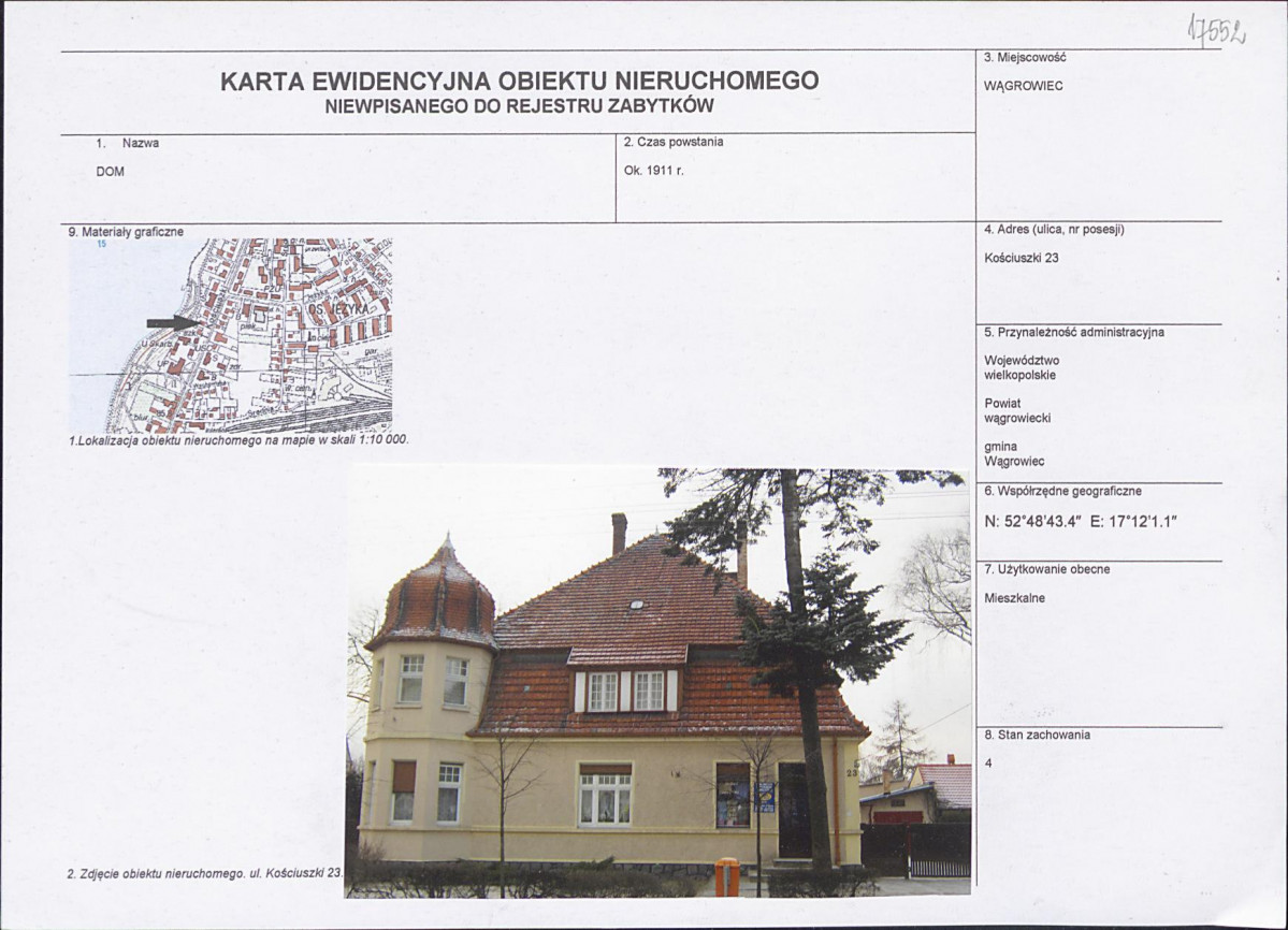 KEZN - Karta obiektu niewpisanego do rejestru, skan nr 1