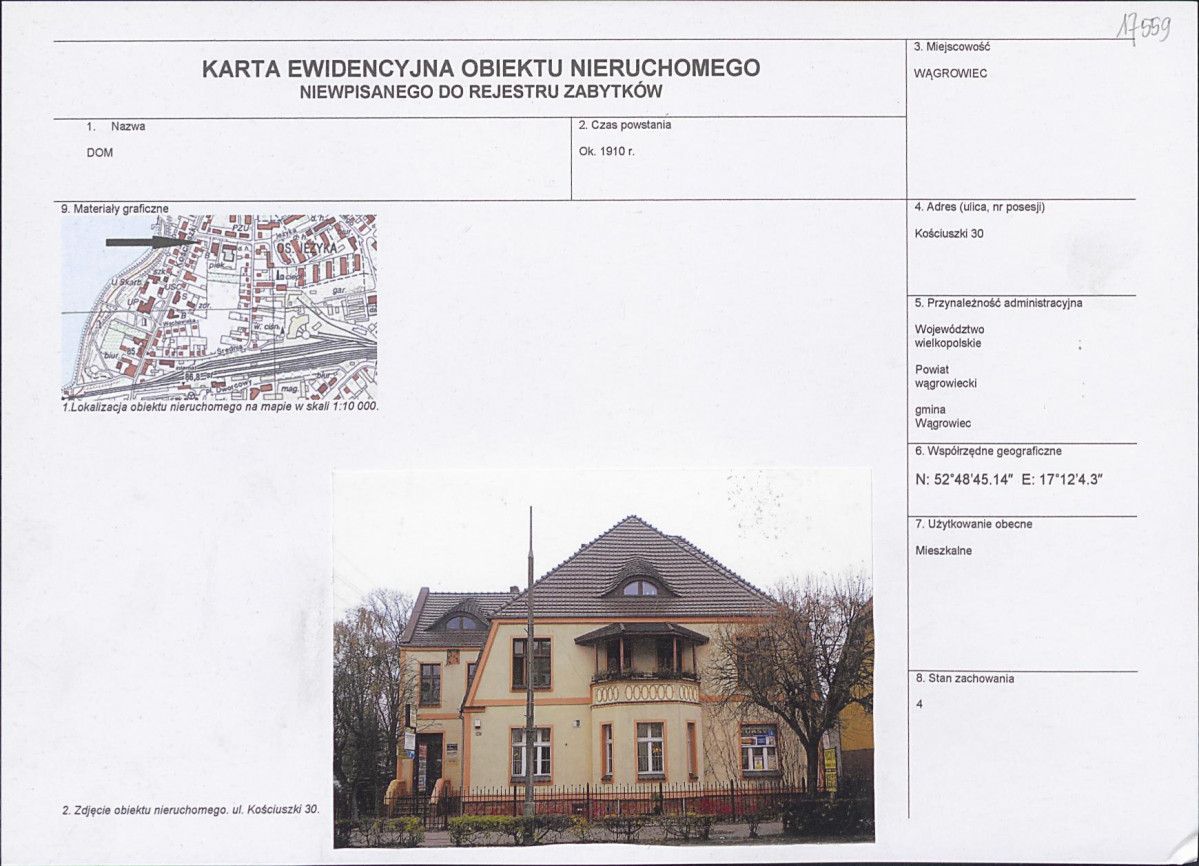 KEZN - Karta obiektu niewpisanego do rejestru, skan nr 1