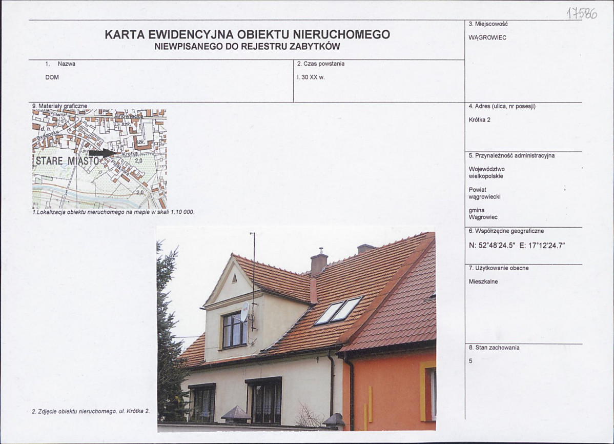 KEZN - Karta obiektu niewpisanego do rejestru, skan nr 1