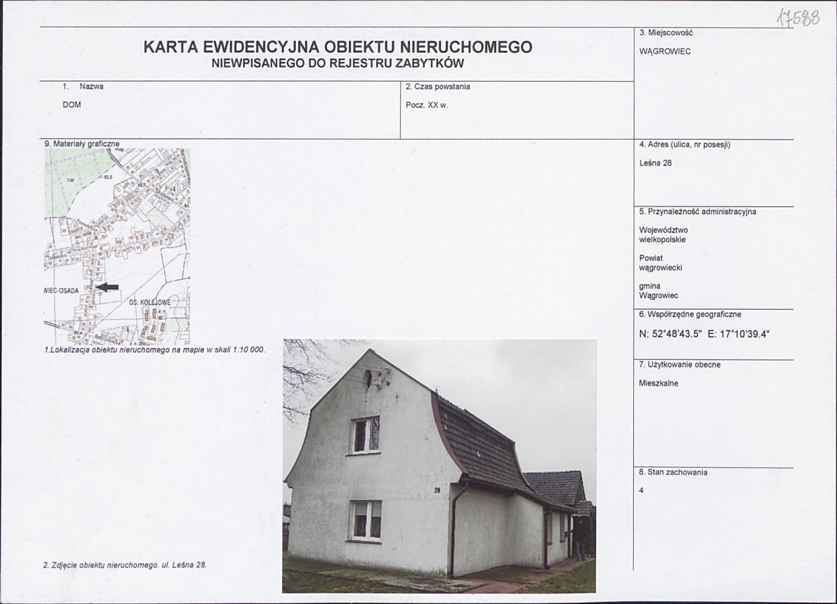 KEZN - Karta obiektu niewpisanego do rejestru, skan nr 1