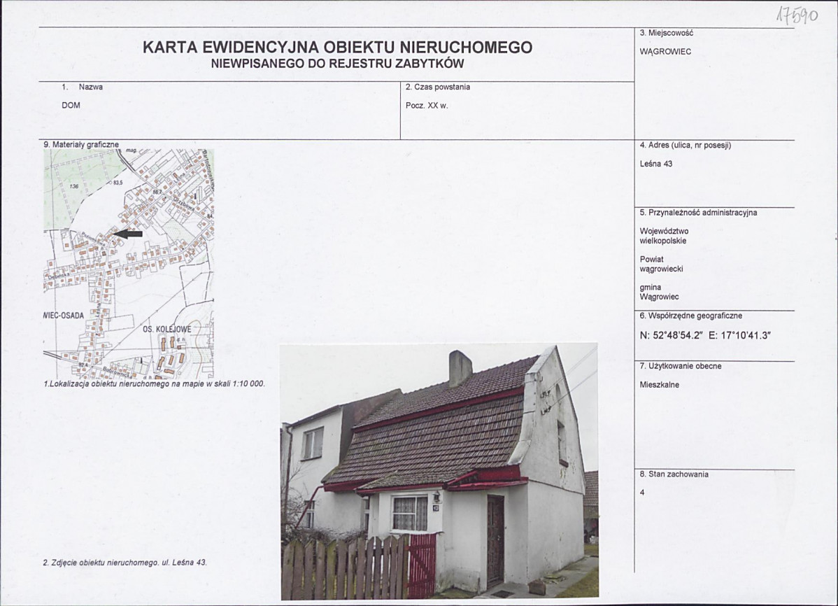 KEZN - Karta obiektu niewpisanego do rejestru, skan nr 1