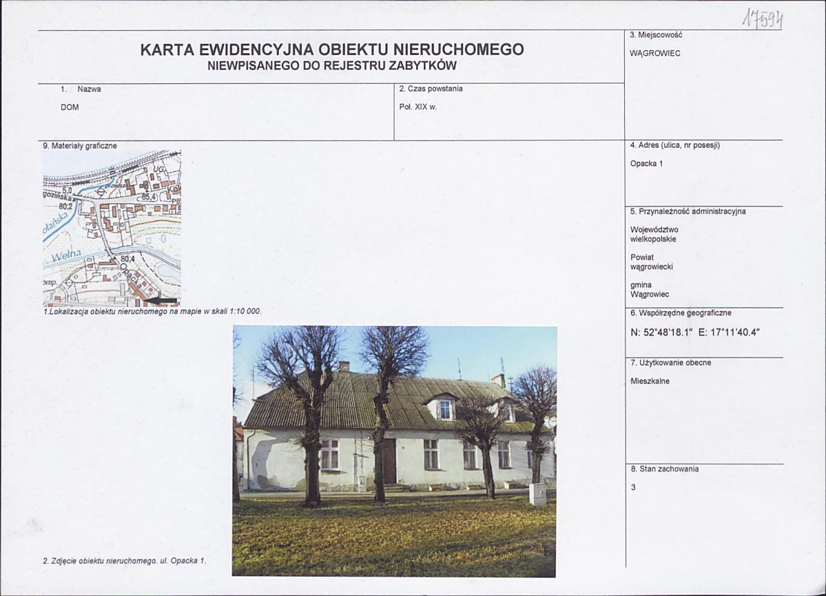 KEZN - Karta obiektu niewpisanego do rejestru, skan nr 1