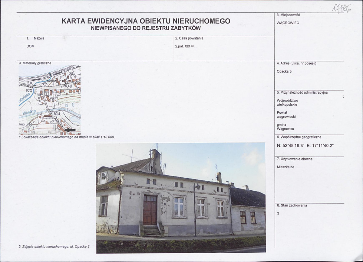 KEZN - Karta obiektu niewpisanego do rejestru, skan nr 1