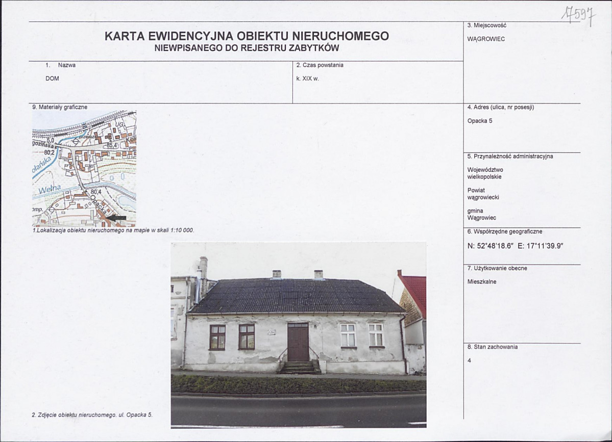KEZN - Karta obiektu niewpisanego do rejestru, skan nr 1