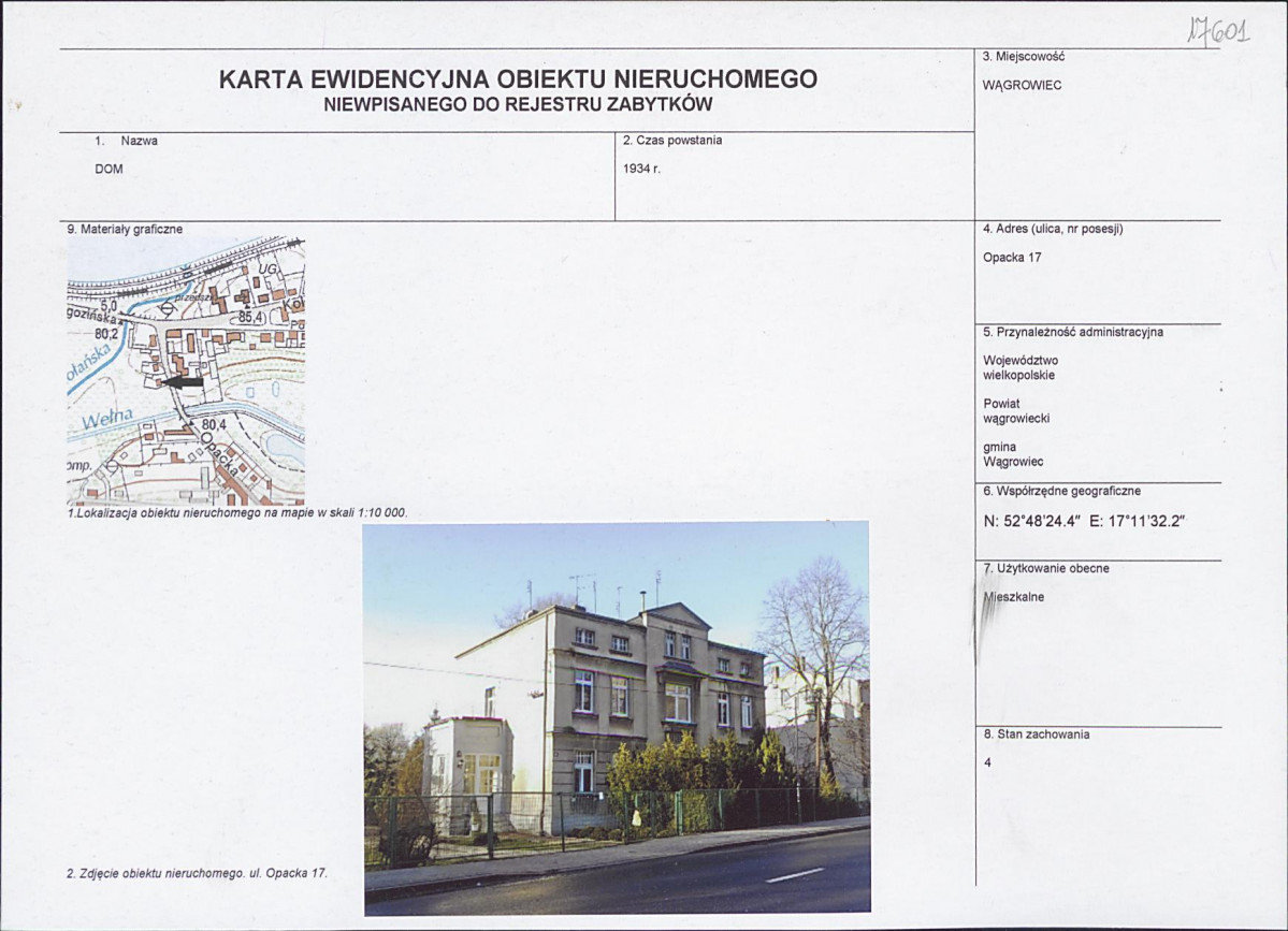 KEZN - Karta obiektu niewpisanego do rejestru, skan nr 1
