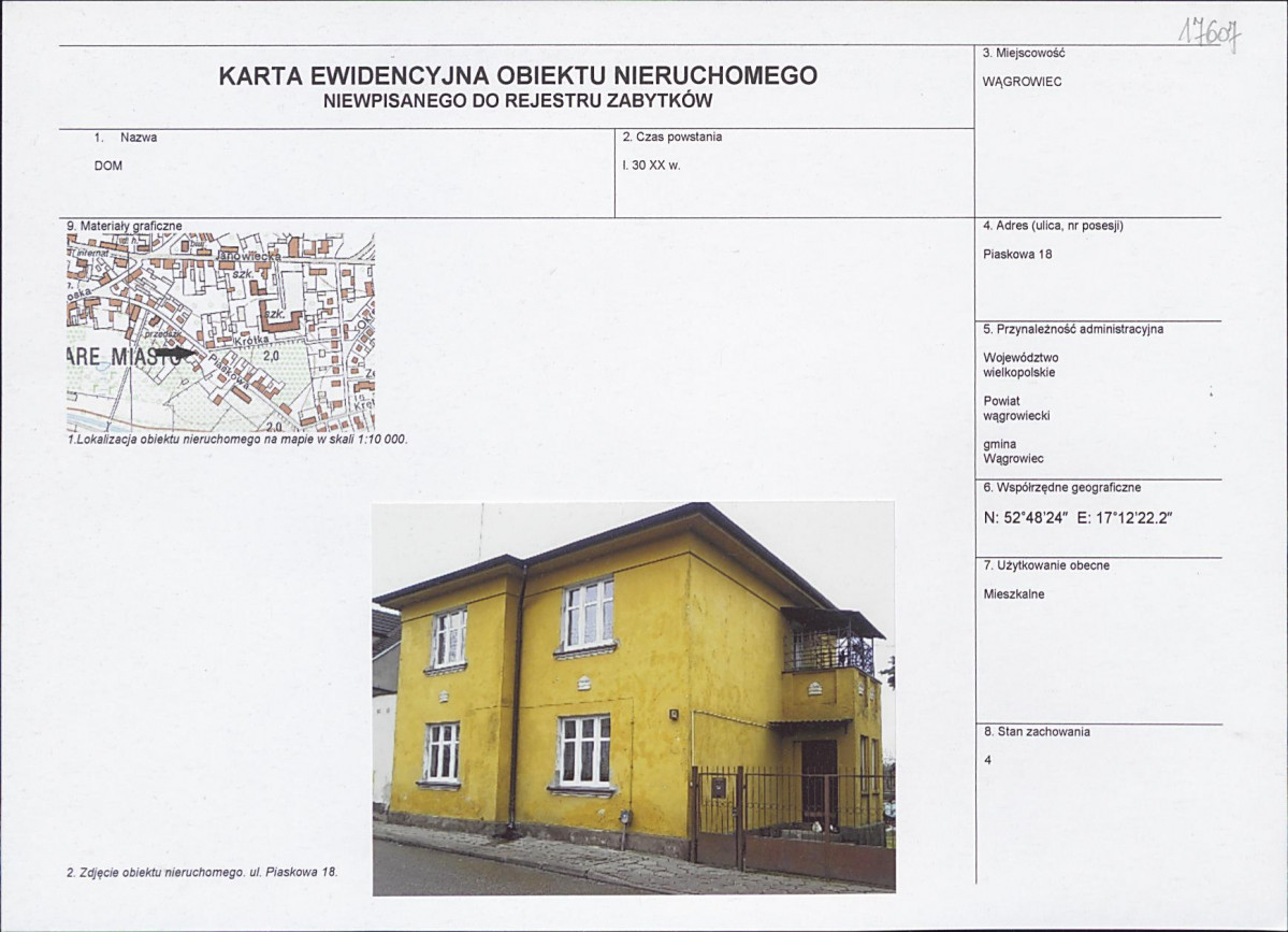 KEZN - Karta obiektu niewpisanego do rejestru, skan nr 1