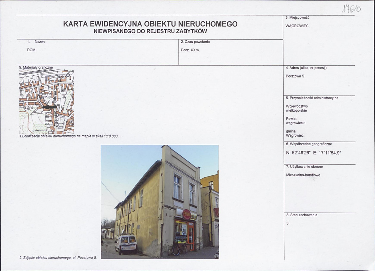 KEZN - Karta obiektu niewpisanego do rejestru, skan nr 1