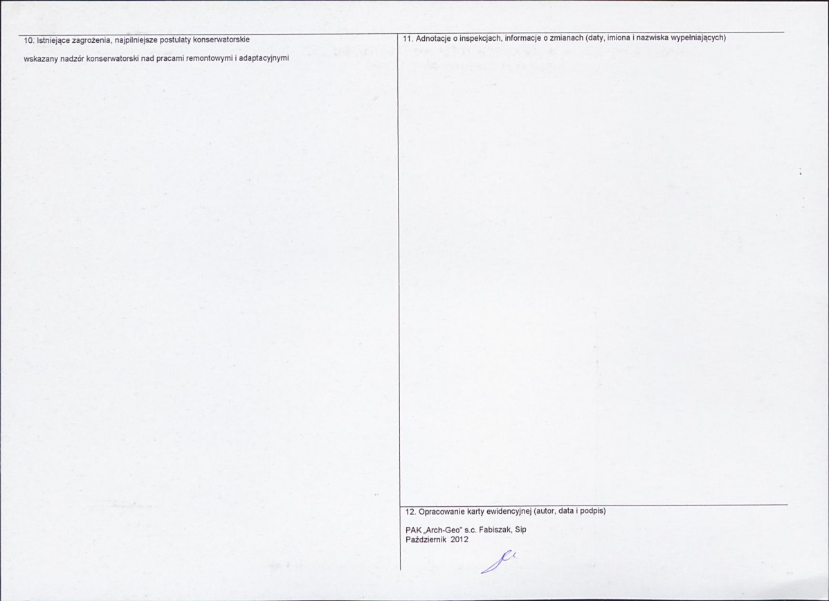 KEZN - Karta obiektu niewpisanego do rejestru, skan nr 2