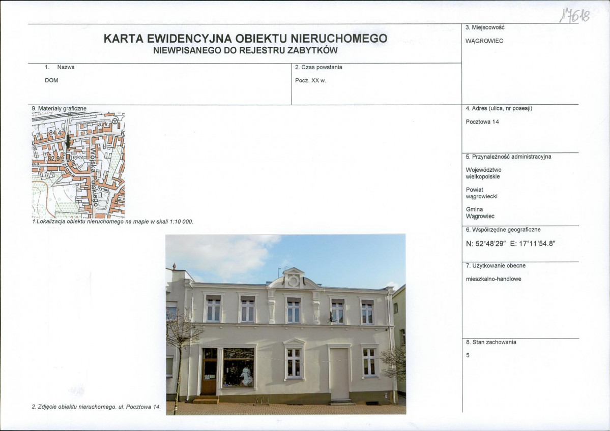 KEZN - Karta obiektu niewpisanego do rejestru, skan nr 1
