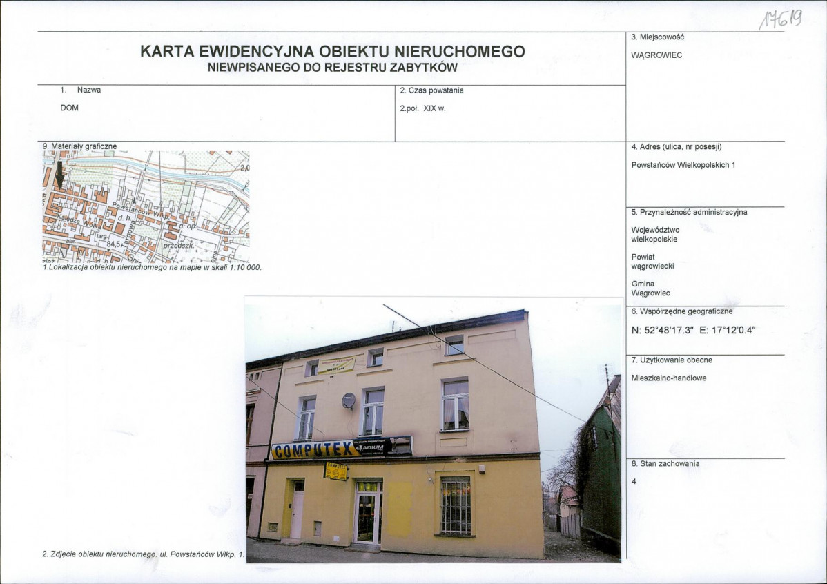 KEZN - Karta obiektu niewpisanego do rejestru, skan nr 1