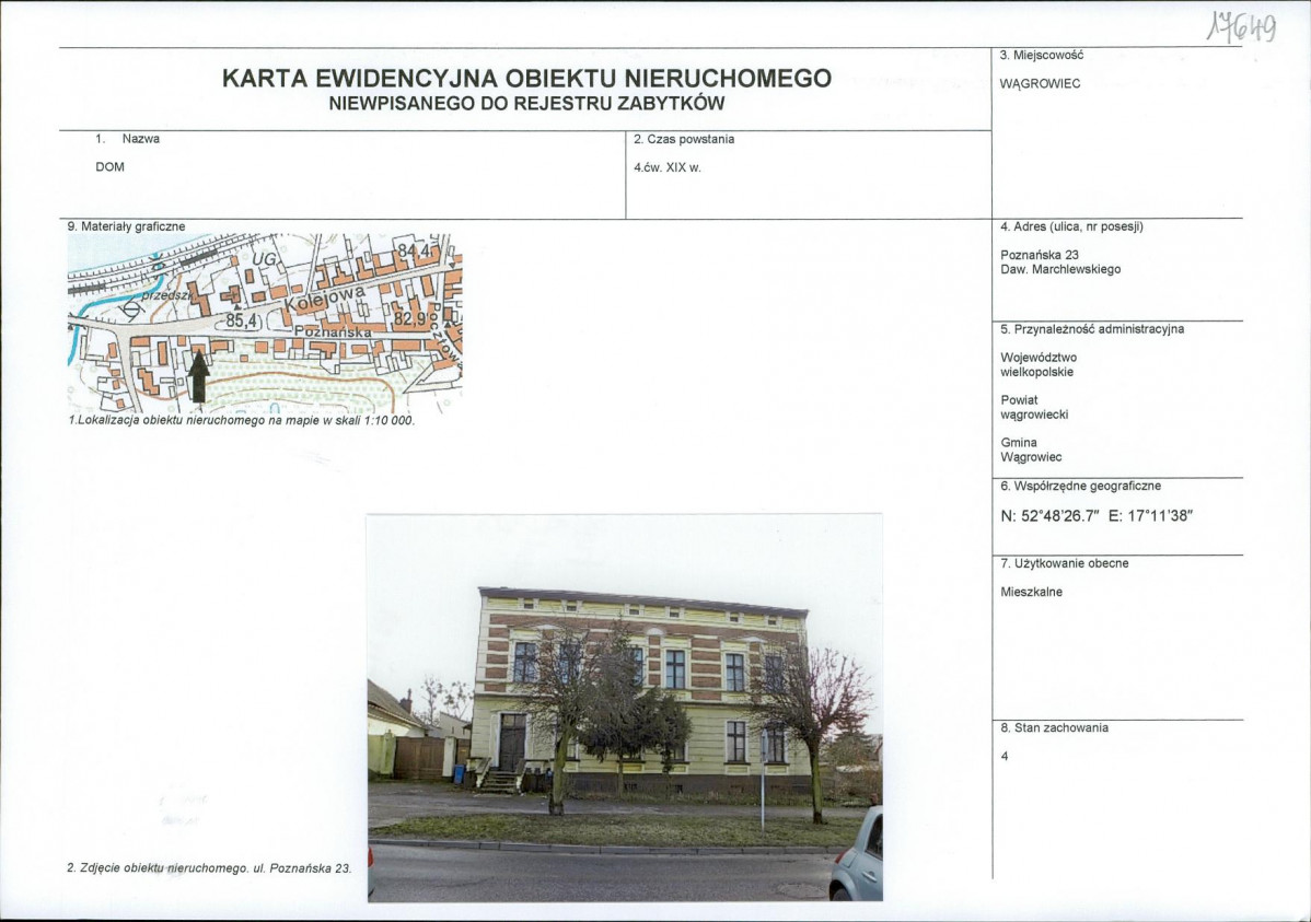 KEZN - Karta obiektu niewpisanego do rejestru, skan nr 1