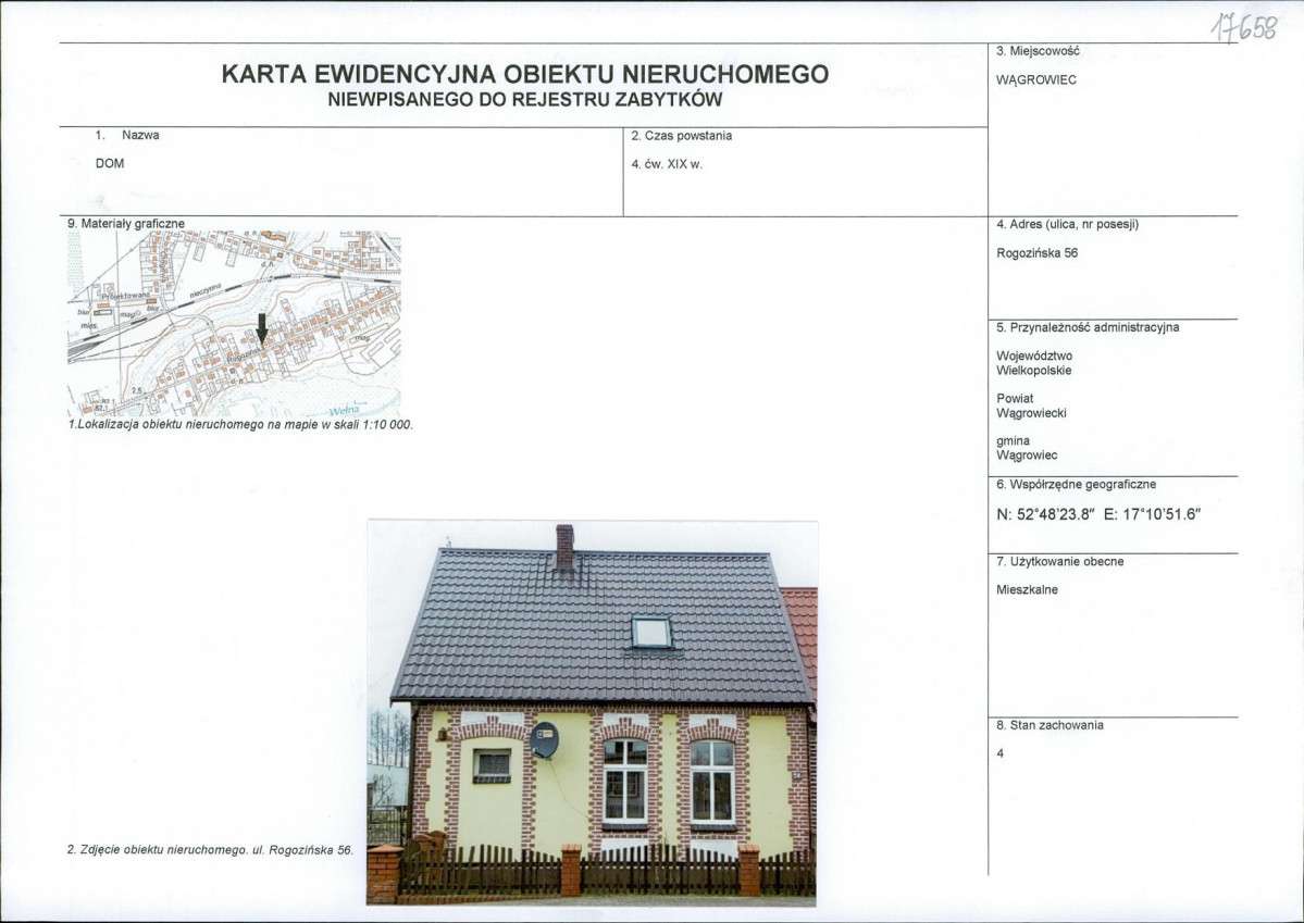 KEZN - Karta obiektu niewpisanego do rejestru, skan nr 1