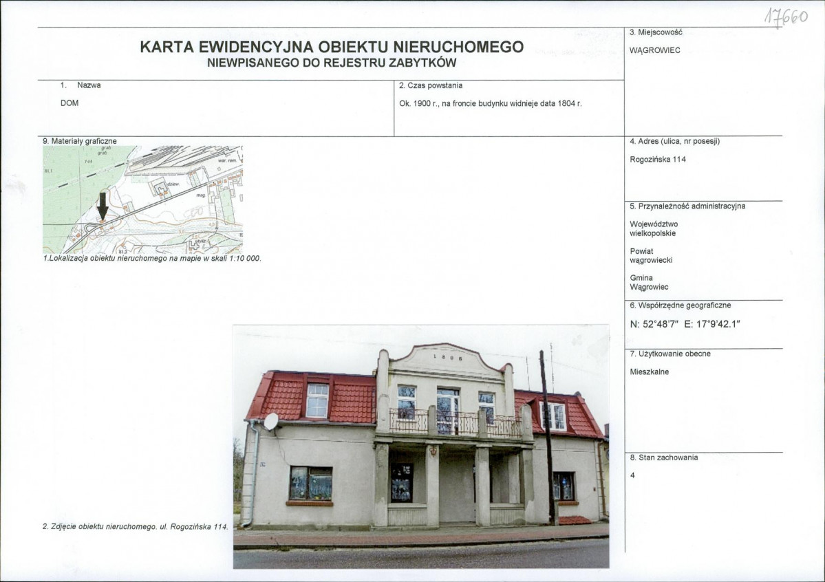 KEZN - Karta obiektu niewpisanego do rejestru, skan nr 1