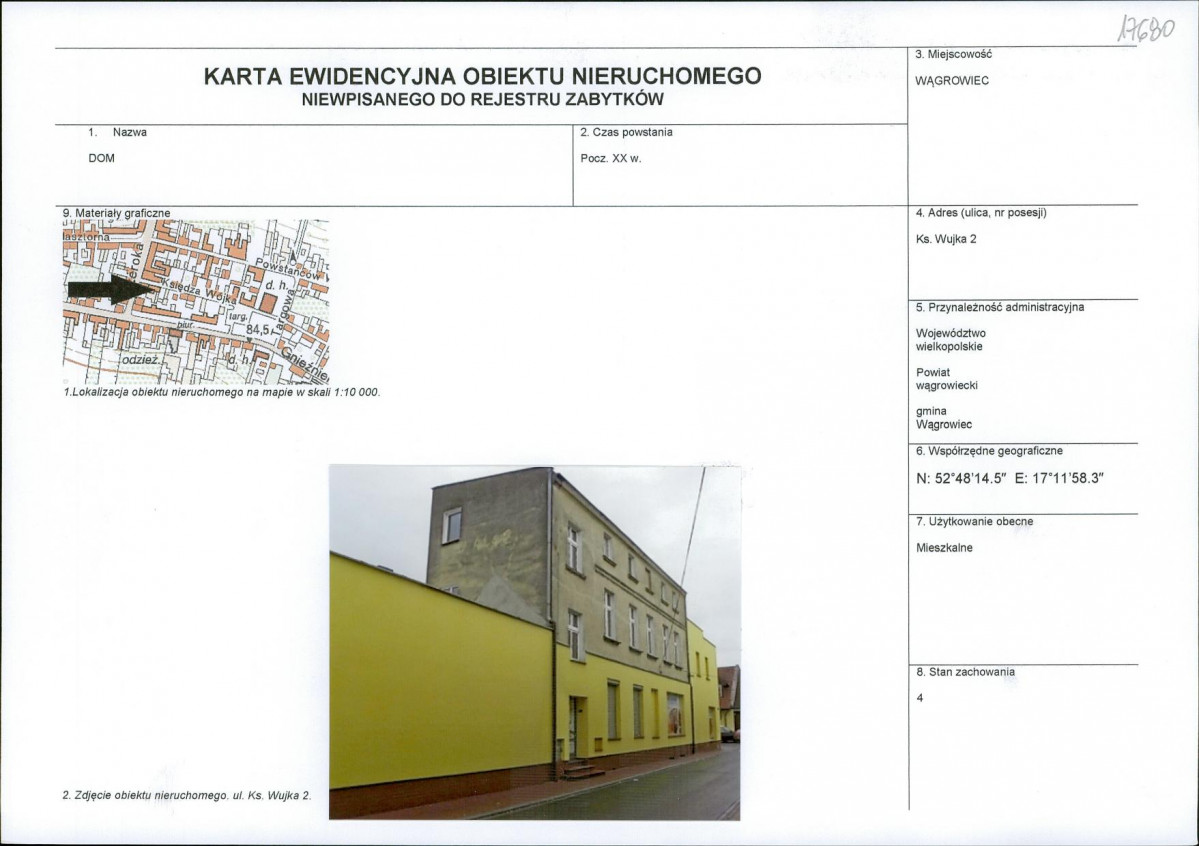 KEZN - Karta obiektu niewpisanego do rejestru, skan nr 1