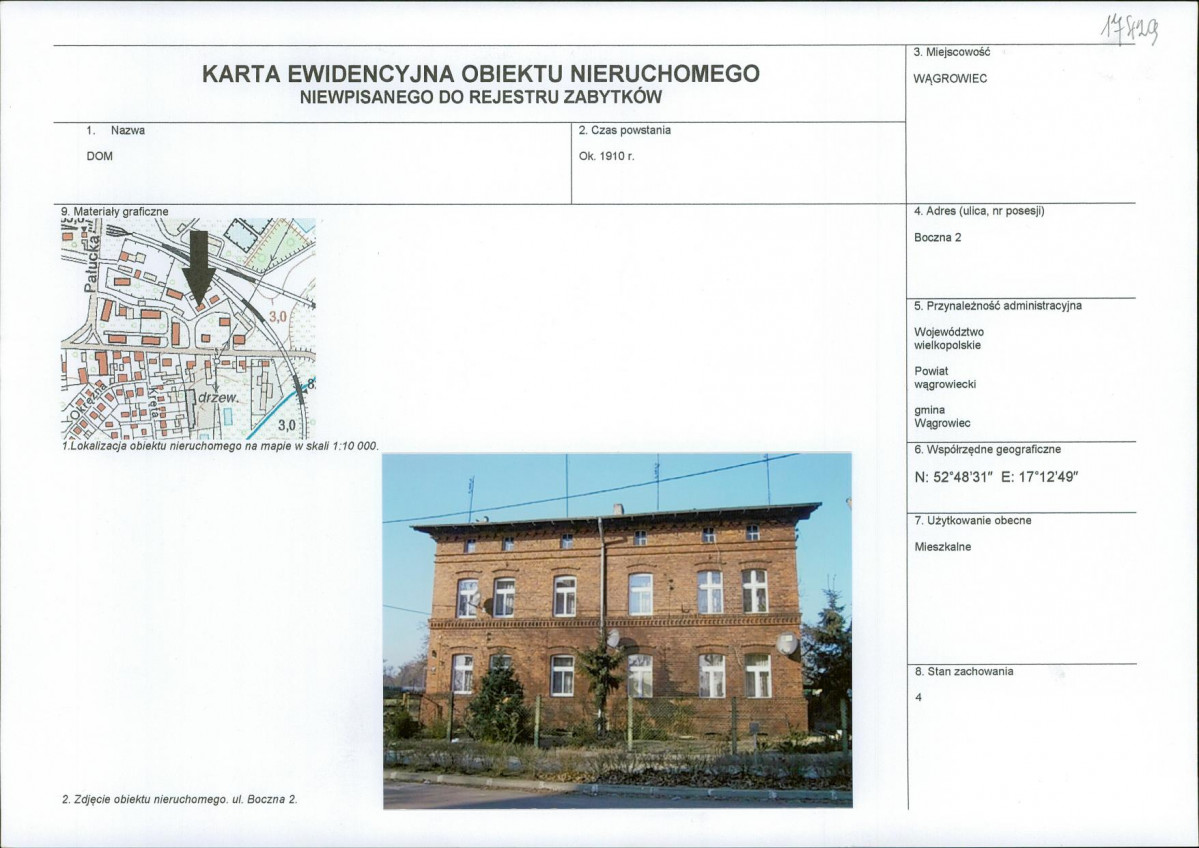 KEZN - Karta obiektu niewpisanego do rejestru, skan nr 1