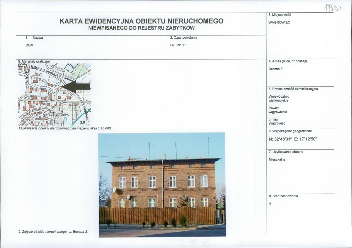 KEZN - Karta obiektu niewpisanego do rejestru, skan nr 1