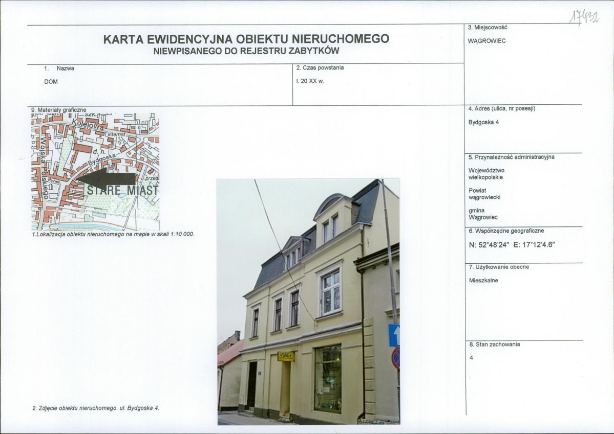 KEZN - Karta obiektu niewpisanego do rejestru, skan nr 1