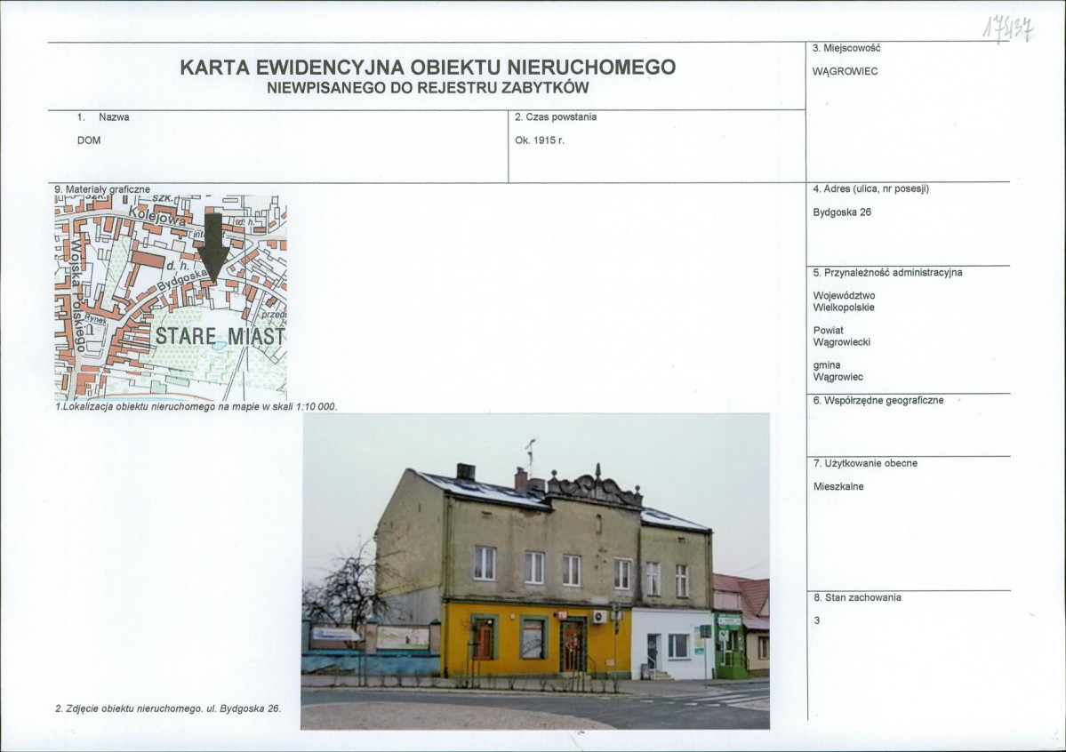 KEZN - Karta obiektu niewpisanego do rejestru, skan nr 1